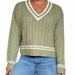 Elodie Cable Knit V-Neck Sweater